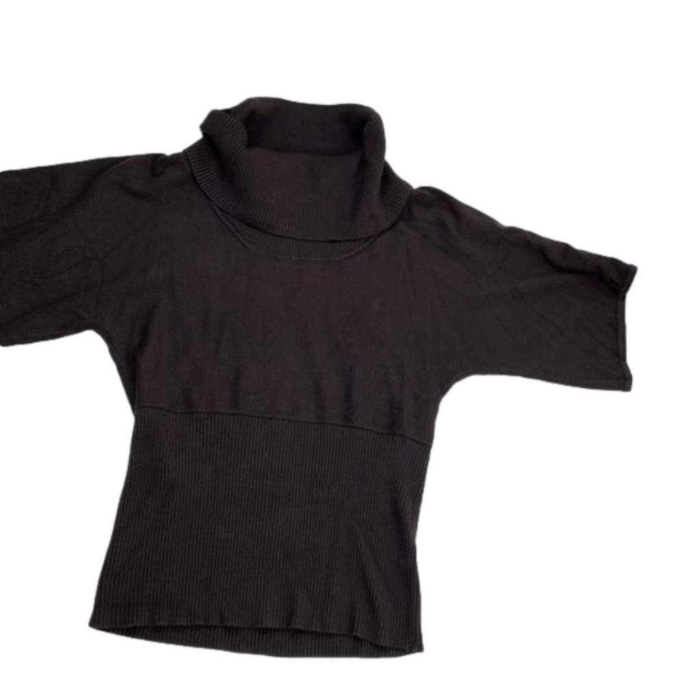 Spence Knits Brown Cowl Turtleneck ¾  Sleeve Sweater Small